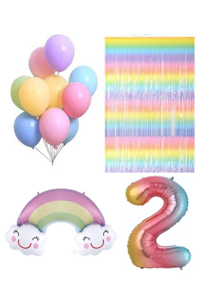 MERİ PARTİ ΠΟΛΥΧΡΩΜΟ ΣΕΤ ΓΙΑ ΠΑΡΤΙ ΓΕΝΕΘΛΙΩΝ ΣΕΤ ΦΟΝΤΟΥ ΜΕ ΜΠΑΛΟΝΙΑ ΟΥΡΑΝΙΟ Τ...