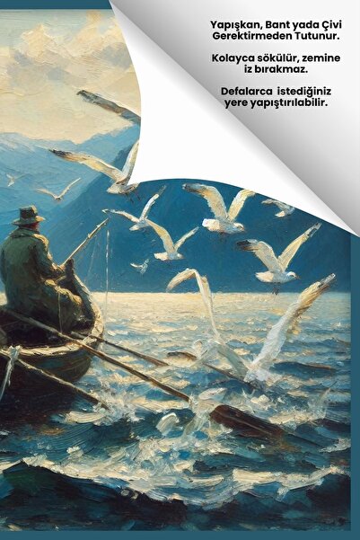 Pi Papers Balıkçı Posteri - Yapışkansız Statik Tutunan Akıllı Kağıt Poster