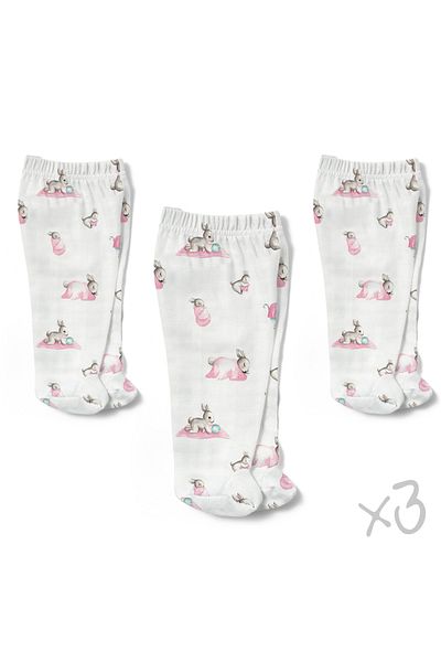 DEUX LAPINS 100% Cotton Muslin Booties Set of 3 - Bébé Lapin Rose