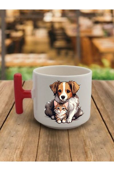 lili hediyelik Cat Dog Friendship Mug Coffee Cup Ceramic Mug - Ceramic Tea, Coffee Gift Cup