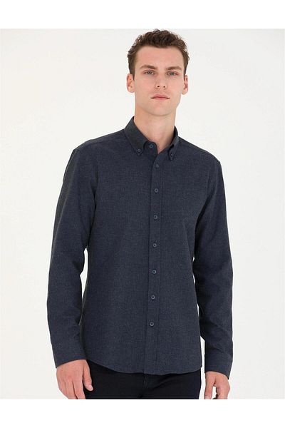 Pierre Cardin Μακρυμάνικο πουκάμισο Navy Blue Slim Fit ELİFSU BUTİKHOME
