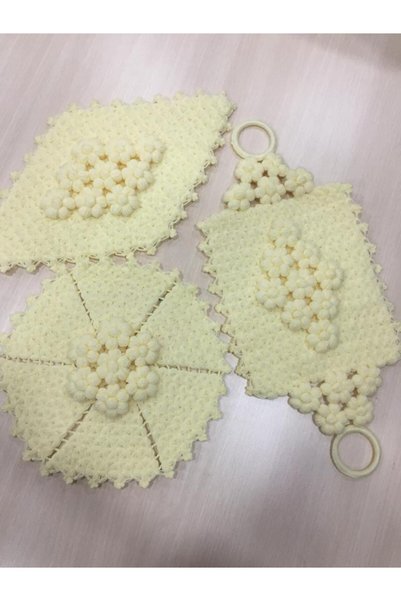 Papatyam 3-Piece Hand Knitted Dowry Loofah Set 3 Piece Loofah Set/Bridal Dowry Package//Handcrafted Loofah/Dark Cream