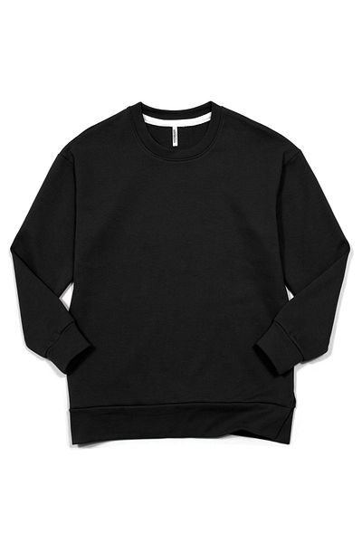 Cottonland Hanorac din bumbac, cu decolteu O, cu croiala casual, cu trei fire RAMONA, pentru femei, NEGRU