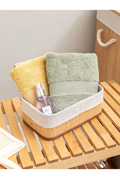 ELZEY HOME Bambu Katlanabilir Dikdörtgen Sepet 25x15 Cm Naturel