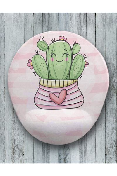 HobiShop Pink Cute Cactus Oval Mouse Pad with Wrist Support