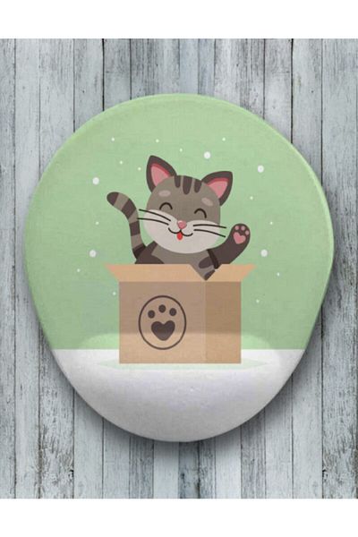 HobiShop Cat Oval Mouse Pad with Wrist Support
