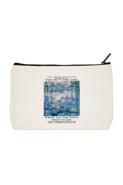 designedfy The Monet Lakes Printed υφασμάτινη τσάντα μακιγιάζ, θήκη για στυλό, τσάντα χειρός