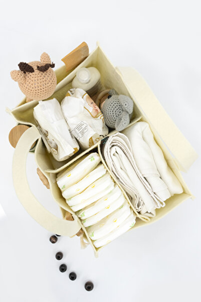 mordesign Felt Mother Baby Care Bag, Newborn Changing Organizer, Portable Organizer, Beige