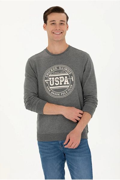U.S. Polo Assn. Мъжки антрацитен суичър с деколте G081GL082.000.1667761.VR081TEKSPOR