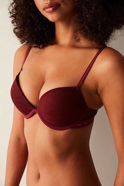 Penti Sutien Super Push Up Dantela Bordeaux