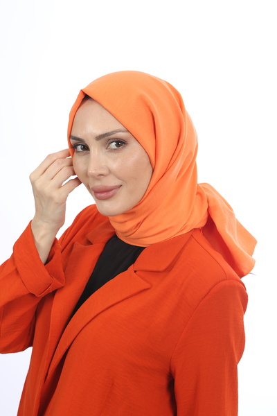 Trablus تيسيتور شال جاز نسائي من القطن باللون البرتقالي