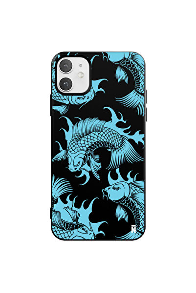 Casen iPhone 11 Silikon Japon Balıkları Mavi Koi Balığı Siyah Renkli Telefon ...
