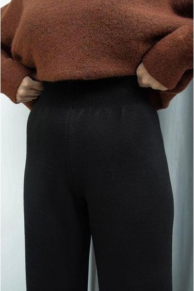 ASEL FASHİON KNITWEAR TROUSERS STEEL KNITTED BLACK