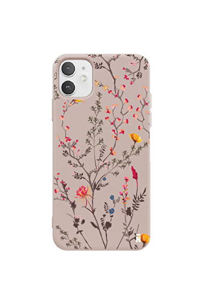 Casen iPhone 11 Silikon Özel Tasarım Çiçekli Zarif Pudra Pembe Renkli Telefon...