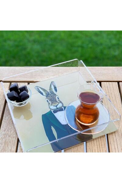 Adawall Mr.Rabbit Plexiglass Tray with Rabbit Figure -25X25Cm