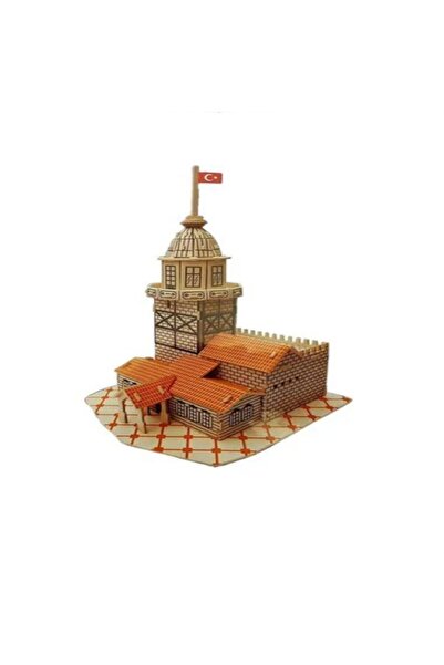 BAMTEBİ 3d Büyük Boy Ahşap Kız Kulesi Maketi Puzzle - Wooden Boyanabilir Puzzle