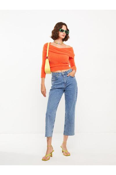 LC Waikiki Dámský pletený svetr Xside Boat Neck Plain s dlouhým rukávem