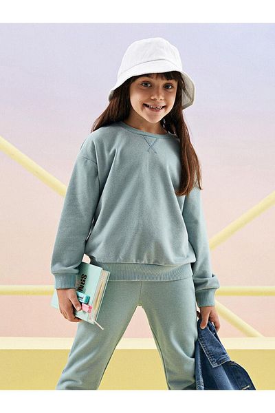 LC Waikiki LCW Kids Crew Neck Basic μακρυμάνικο φούτερ για κορίτσια