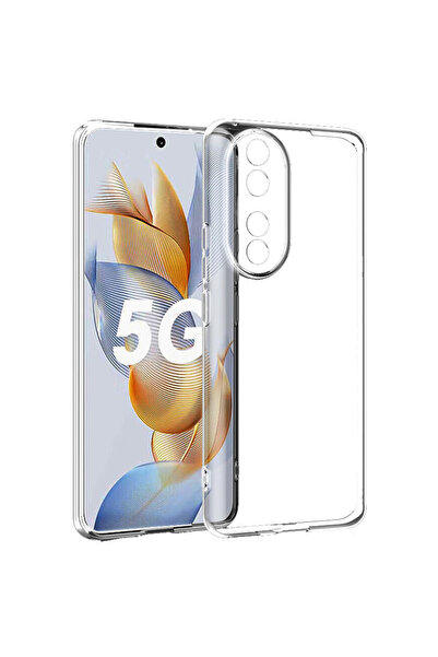 Fibaks Honor 90 Kılıf Kamera Korumalı Renksiz Şeffaf Esnek Süper Silikon Kapak