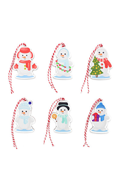Lora Wedding 8cm 6 Pieces Snowman Patterned UV Printed Wooden Christmas Tree ...