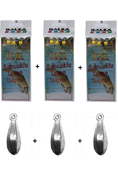 BALZA 3 Adet Boncuklu Sazan Çaparisi 3 Adet Kurşun Takımı