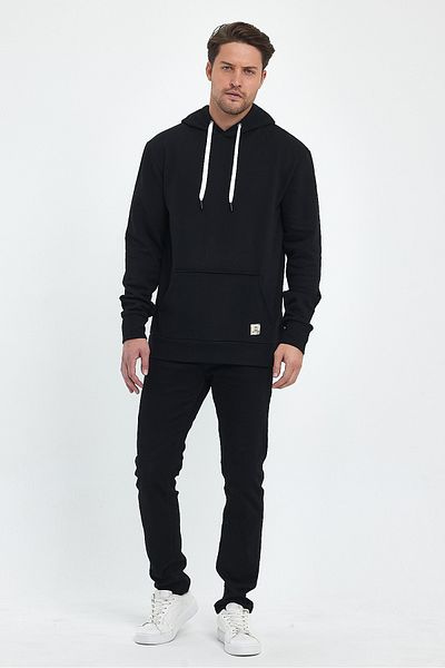 PELİTİSS Sweat cu glugă cu mânecă lungă, buzunar cangur, 3 fire, potrivire relaxată