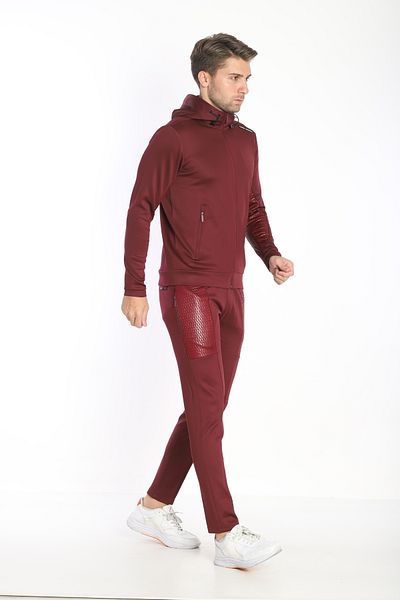 NEED LİFE Men's Claret Red Daily Scuba Fabric Tracksuit Set