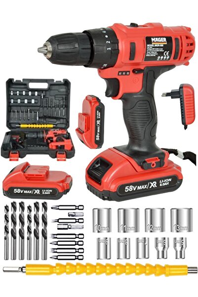 Mager Germany Thechnology 58 Watt 8 Ah DARBELİ Çift Akülü Şarjlı Vidalama Matkap