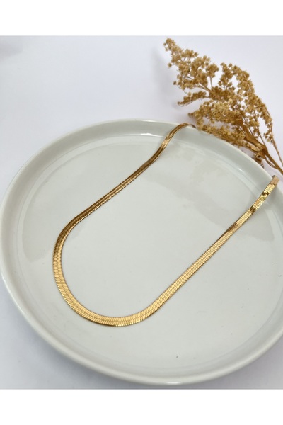 Gess Italyan Ezme Paslanmaz Kararmaz Altın Kaplama Çelik Kolye (42-47CM AYARLANABİLİR)