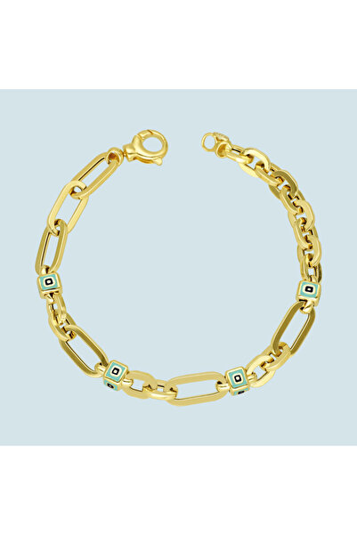 CETAŞ Cetaş 14 Ayar Fortuna Sarı Altın Sedef Göz Mineli Bileklik