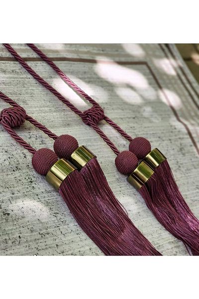 Akcan Burgundy Color Gold Ziba Long Bracelet