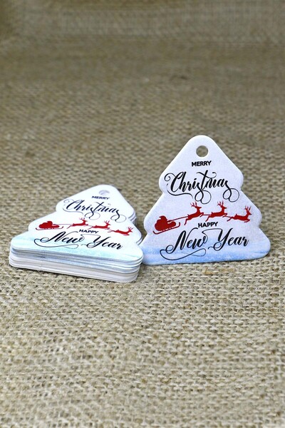 Vice Ετικέτα Πρωτοχρονιάς με θέμα το ξύλο πεύκου - Καλή χρονιά - Ετικέτα δώρου Πρωτοχρονιάς (5,5 X5,5 cm) 50 τεμάχια -