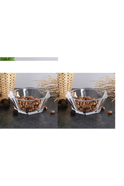Paşabahçe Nude Reflection Series Crystal Glass Bowl Snack Presentation Holder 2 PCS 16 cm