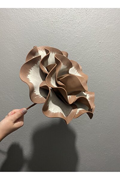 Ayka Aksesuar Декоративно ръчно изработено луксозно изкуствено цвете от латекс Eva - КРЕМОВОКАФЯВО Детайлно - Цвете от пяна