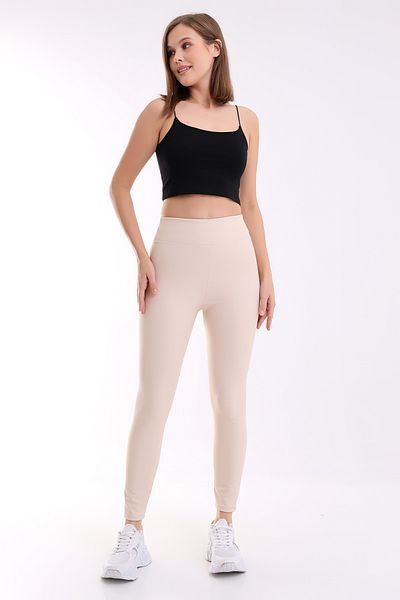 Gugus Matte Faux Leather Tights with Raised Inside High Waist Leather Tights / Matte Faux Leather Tights Ecru Leather Tights