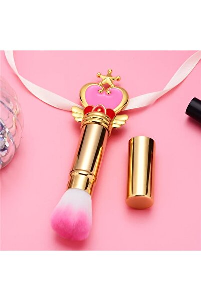 EDA LUXURY BEAUTY Pembe Yuvarlak Makyaj Fırçası Lüks 3D Süslü Kapaklı Kontür Allık Pudra Bronzer Makeup Brush