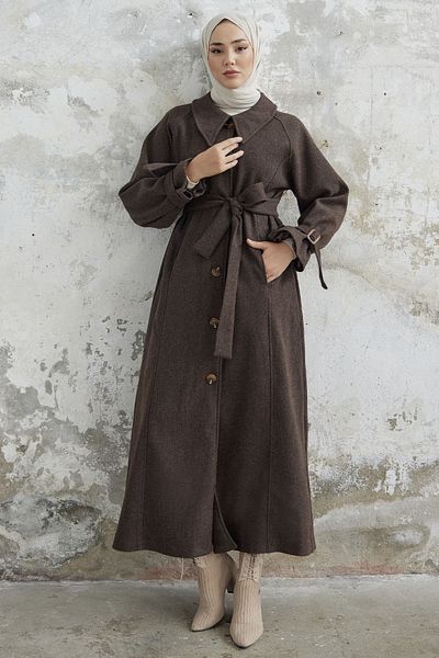 InStyle Παλτό Blair Collar Belted Cashmere - Καφέ