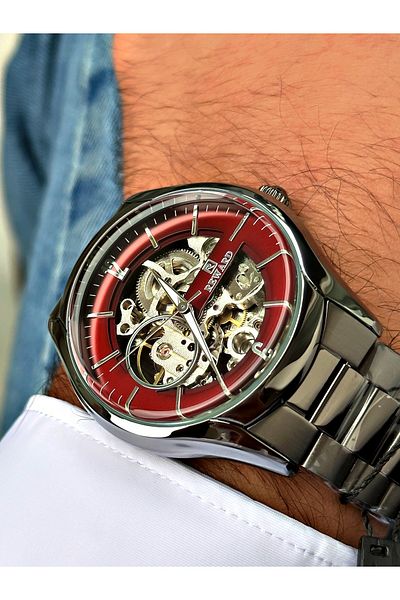 Reward Smoke Color Automatic Winding Steel Strap Original Men's Wristwatch + BRACELET WITH GIFT