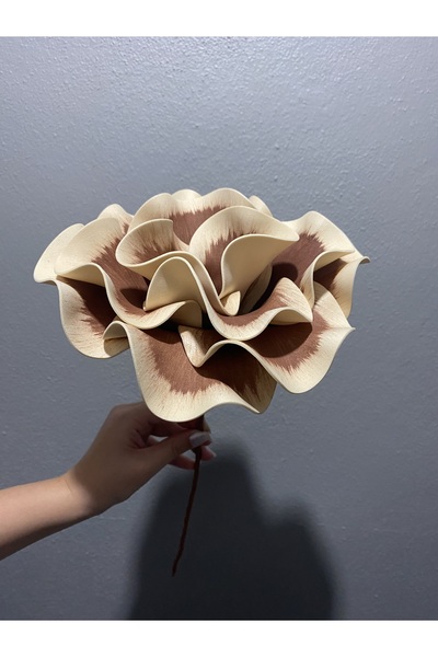 Ayka Aksesuar Decorative Handmade Luxury Latex Eva Artificial Flower - CREAM BROWN Detailed - Foam flower