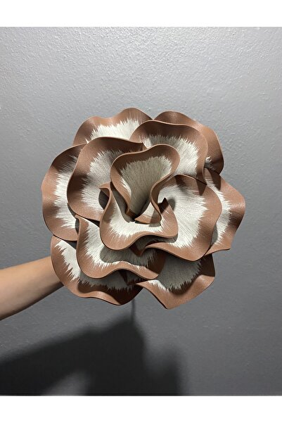 Ayka Aksesuar Декоративно ръчно изработено луксозно изкуствено цвете от латекс Eva - КРЕМОВОКАФЯВО Детайлно - Цвете от пяна