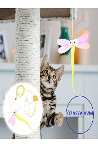 Fashion Base BUTTERFLY PATTERNED Elastic Self-Adhesive Cat Playing Rod