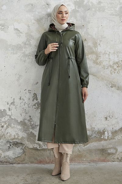 InStyle Δερμάτινο καπάκι Avery Tunnel Lace-Up - Χακί