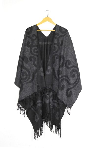 dressmix Women's Burgundy Double Sided Shoulder Shawl Poncho
