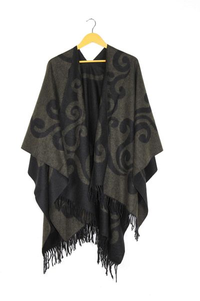 dressmix Women's Burgundy Double Sided Shoulder Shawl Poncho