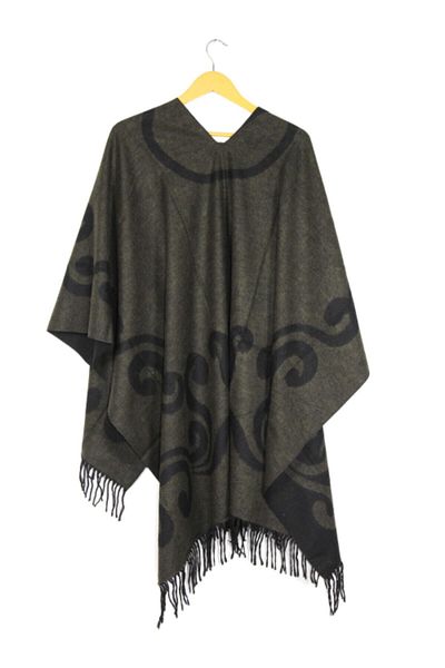 dressmix Women's Burgundy Double Sided Shoulder Shawl Poncho