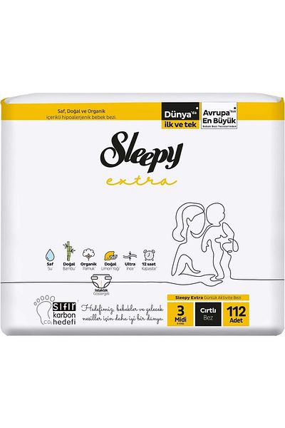 Sleepy Baby Diapers Extra Size:3 (4-10KG) Midi 112 Pieces Ultra Pk