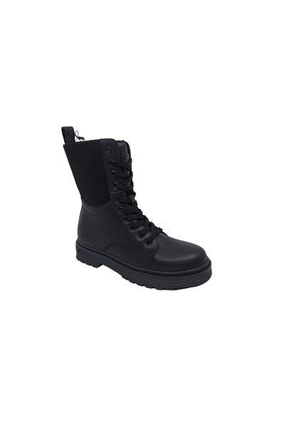 Zerhan Polact 23002 Cizme unisex negre cu șireturi și fermoar