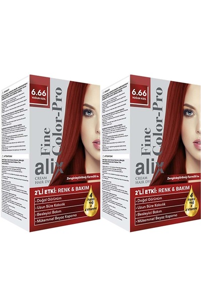 Alix 50ml Kit Saç Boyası 6.66 Yoğun Kızıl (2 Li Set)