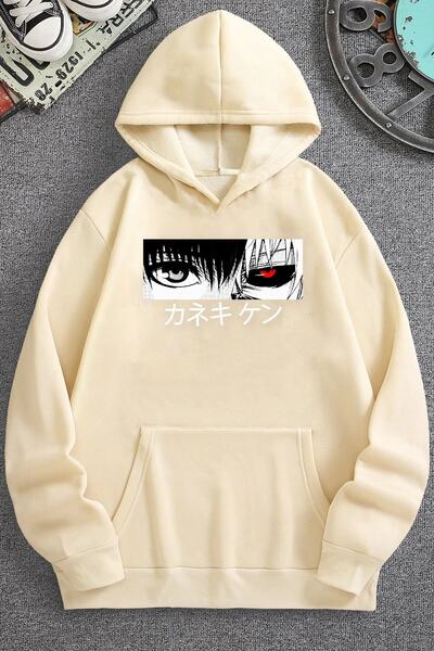 Adrift Unisex Ken Kaneki Štampano Sa kapuljačom Dukserica KPP-Crna-Crvenooka