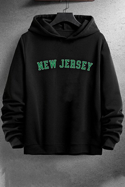 Adrift Unisex New Jersey Štampano dukserica KP-Crna-NewJersey